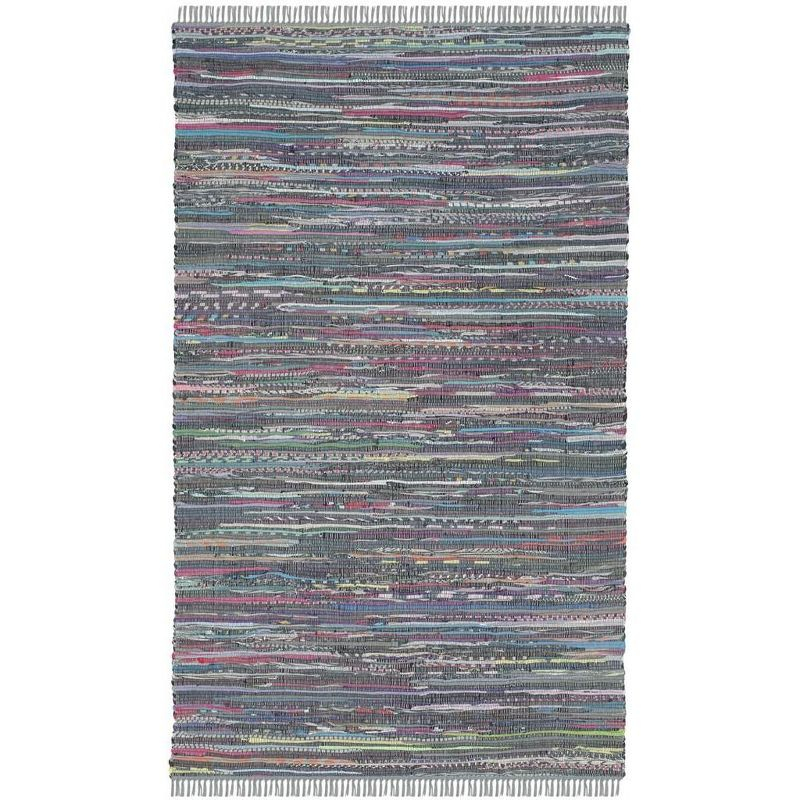 Rag Rug RAR121 Hand Woven Indoor Accent Rug - 4'x6' - Aqua/Multi - Safavieh