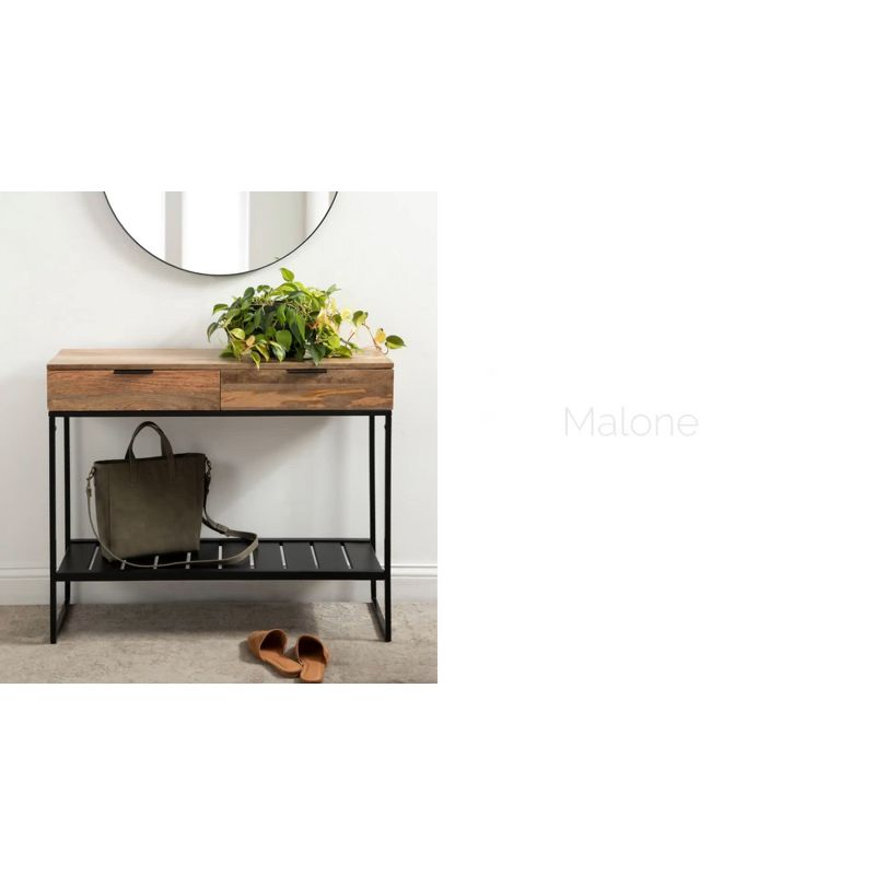 Kate and Laurel Malone Rectangle Wood Console Table, 36x13x31, Natural and Black