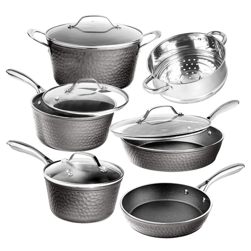 Granitestone Granitestone Hammered 10 Piece Aluminum Nonstick Cookware Set with Stay Cool Handles, Oven & Dishwasher Safe