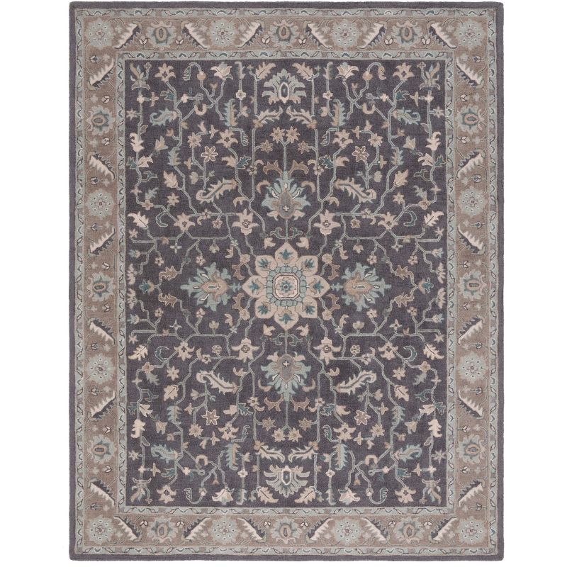 Blossom BLM217 Hand Tufted Area Rug - Dark Grey/Light Brown - 6'x6' - Safavieh..
