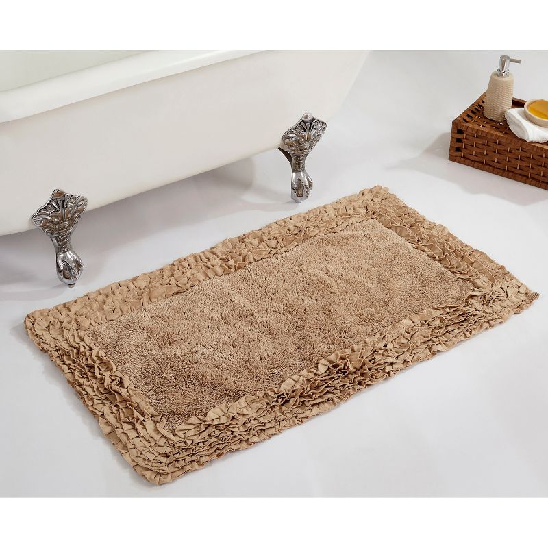 Better Trends Shaggy Boader 100% Cotton Tufted Non- Slip Backing Bath Rug 24" x 40" Rectangle - Beige