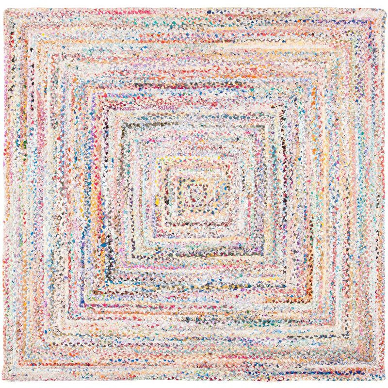 Braided BRD210 Hand Woven Area Rug - Ivory/Multi - 3'x3' - Safavieh.
