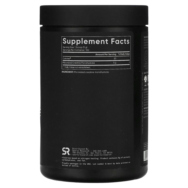 Sports Research Creatine Monohydrate, Unflavored, 1.1 lb (500 g)