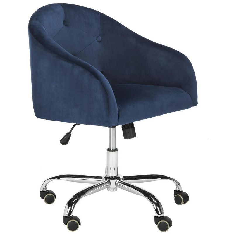Amy Tufted Velvet Chrome Leg Swivel Office Chair - Chrome - Safavieh
