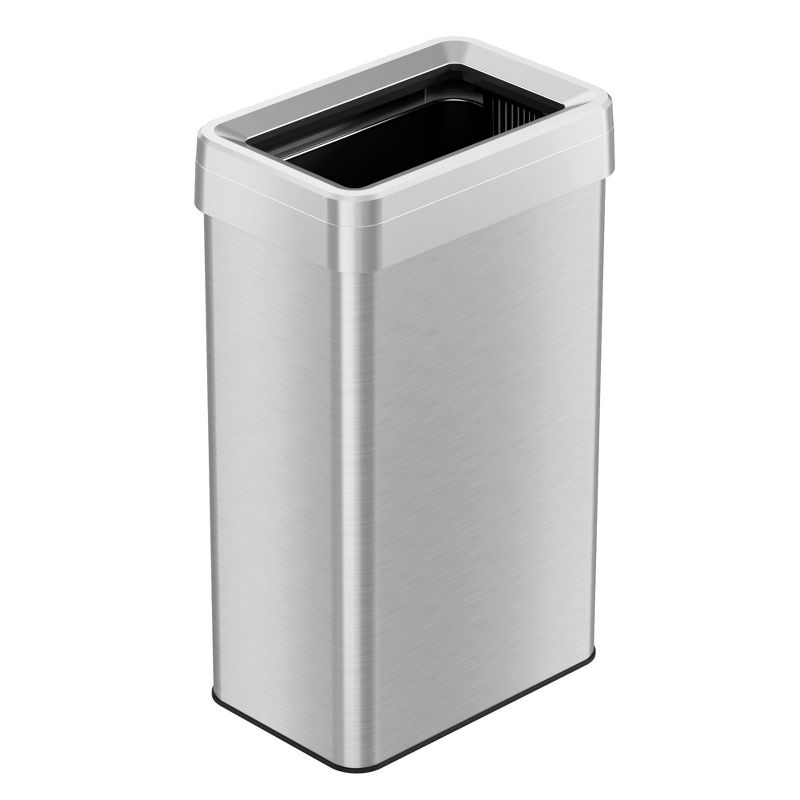 iTouchless Open Top Trash Can with Dual AbsorbX Odor Filters 18 Gallon Silver Stainless Steel