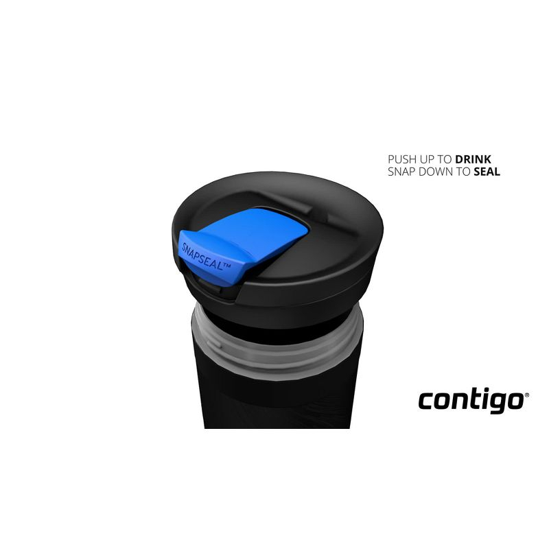 Contigo Byron 2.0 16oz Stainless Steel Travel Mug with SNAPSEAL Lid and Grip Licorice: Insulated Coffee Cup for Travel