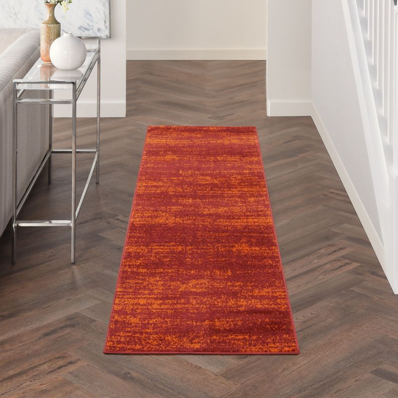 Nourison Essentials 2' x 6' Red Modern Indoor/Outdoor Rug
