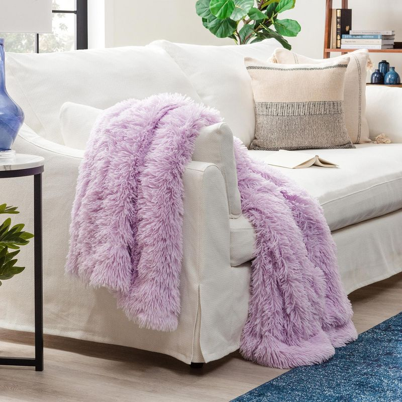 Chanasya Solid Faux Long Fur Fuzzy Throw Blanket - 60" x 70" - Orchid Tint