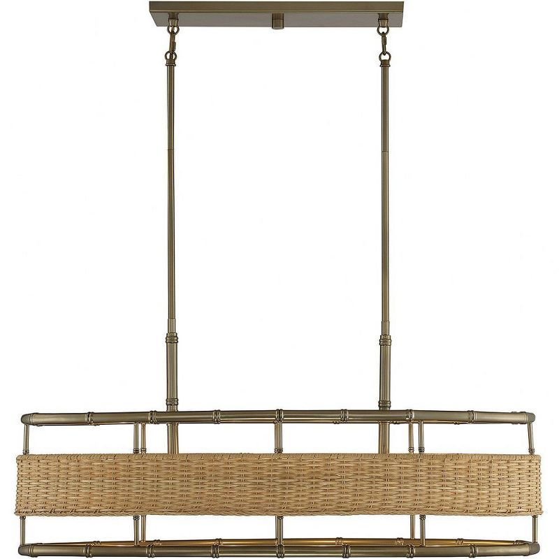 Savoy House Arcadia 4 - Light Chandelier in  Warm Brass/Natural Rattan