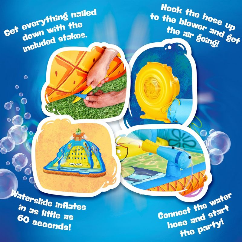 Sunny & Fun SpongeBob Ultra Climber Inflatable Water Slide with Climbing Wall, Two Slides & More!