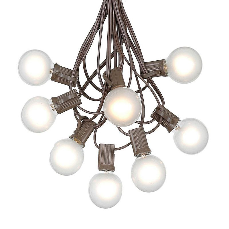 Novelty Lights 100 Feet Frosted White G40 Globe Outdoor Patio String Lights, Brown Wire