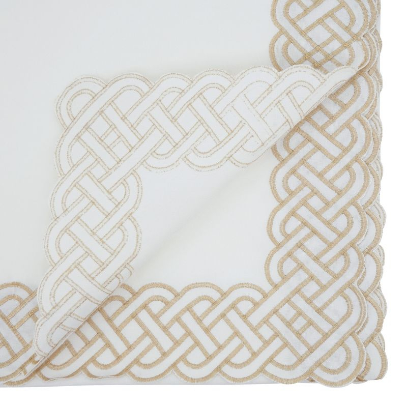 Saro Lifestyle Tablecloth with Braid Embroidered Design, 65"x140", Silver