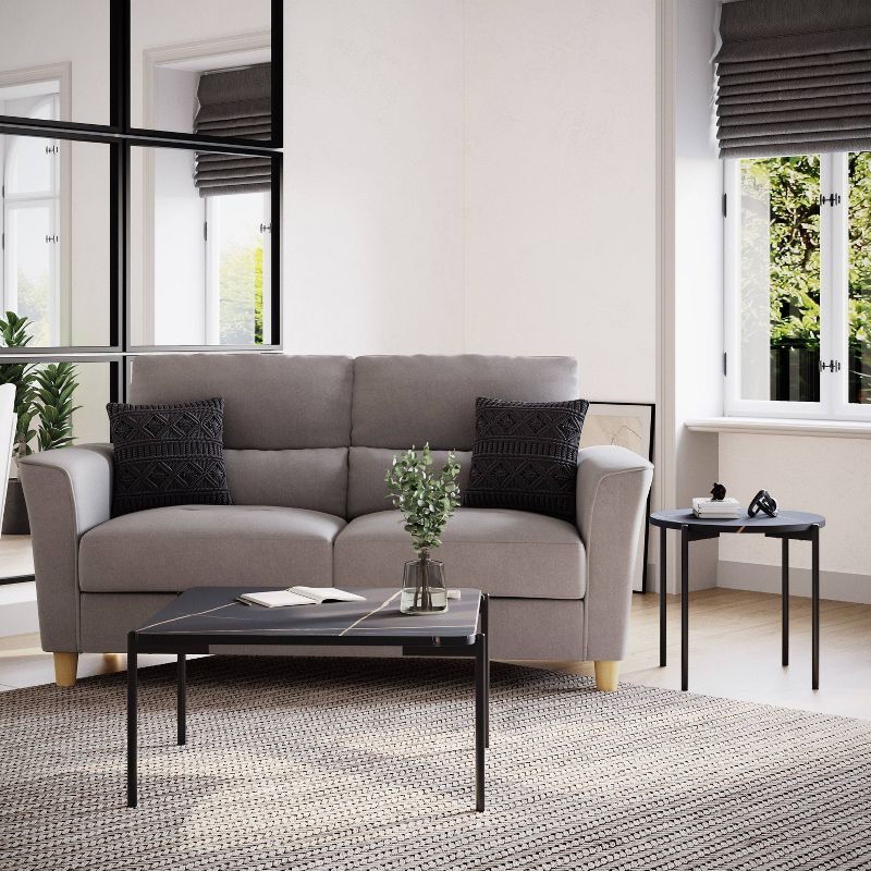 2pc Arlo Coffee Table Set Black Faux Marble - CorLiving: Durable Iron Frame, MDF Top, Modern Design