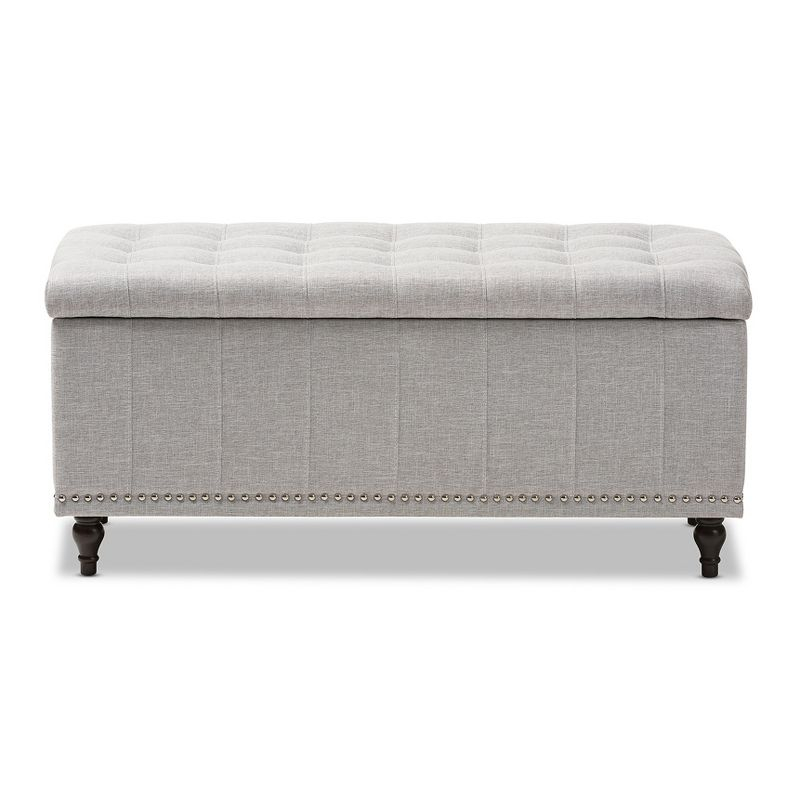 Baxton Studio Kaylee Modern Classic Fabric Upholstered Button - Tufting Storage Ottoman Bench - Grayish Beige: End of Bed, Rectangular Shape