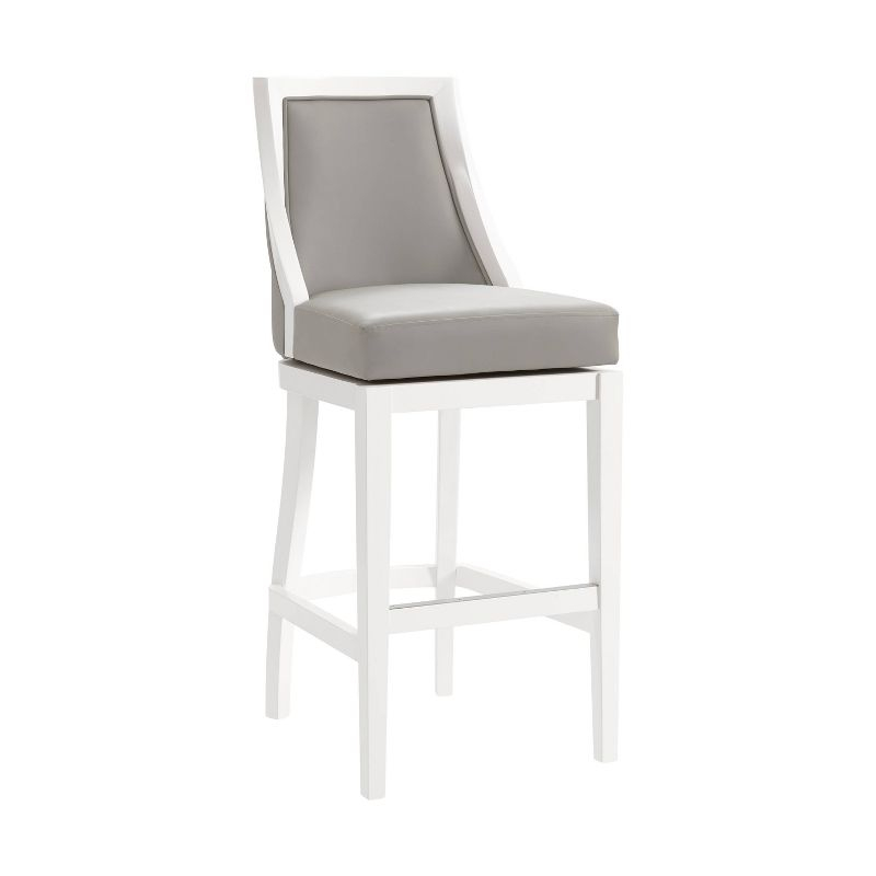 Alaterre Ellie 19" Wide Solid Rubber Wood Frame Linen Fabric Counter Height Swivel Stool With Back