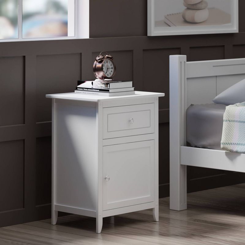 Eugene Nightstand - White - Winsome: Wood Composite Bedside Cabinet with Storage Drawer & Shelf