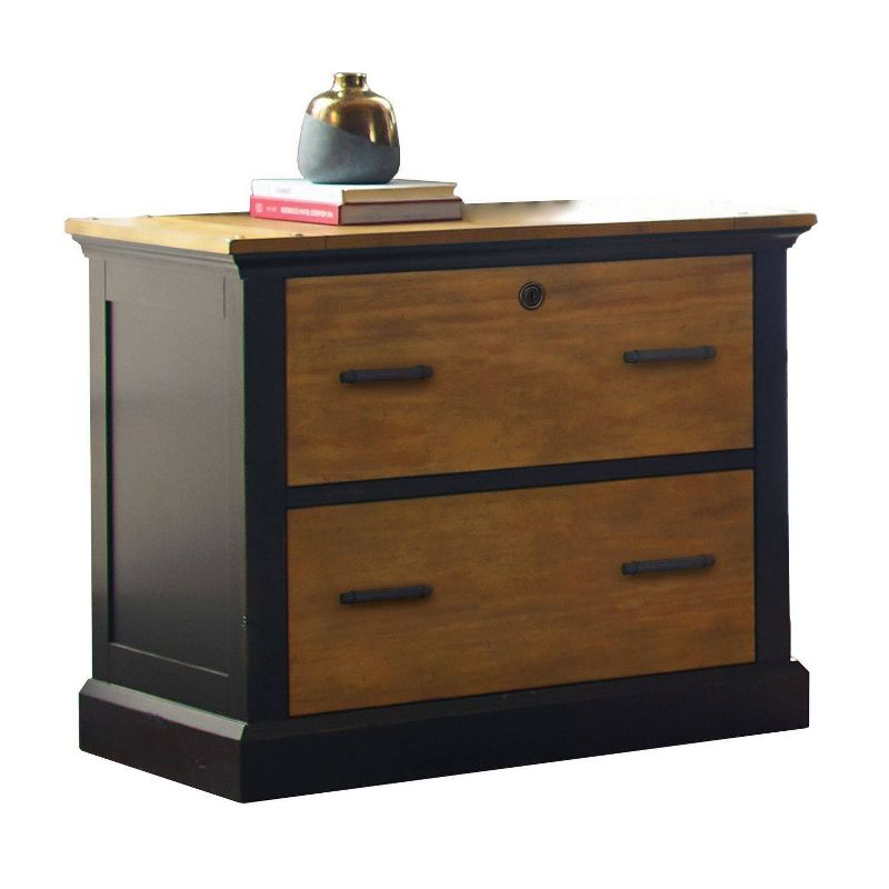 Toulouse File Cabinet Honey/Black - Martin Furniture: Wood Lateral Storage, No Assembly, 2-Drawer Design