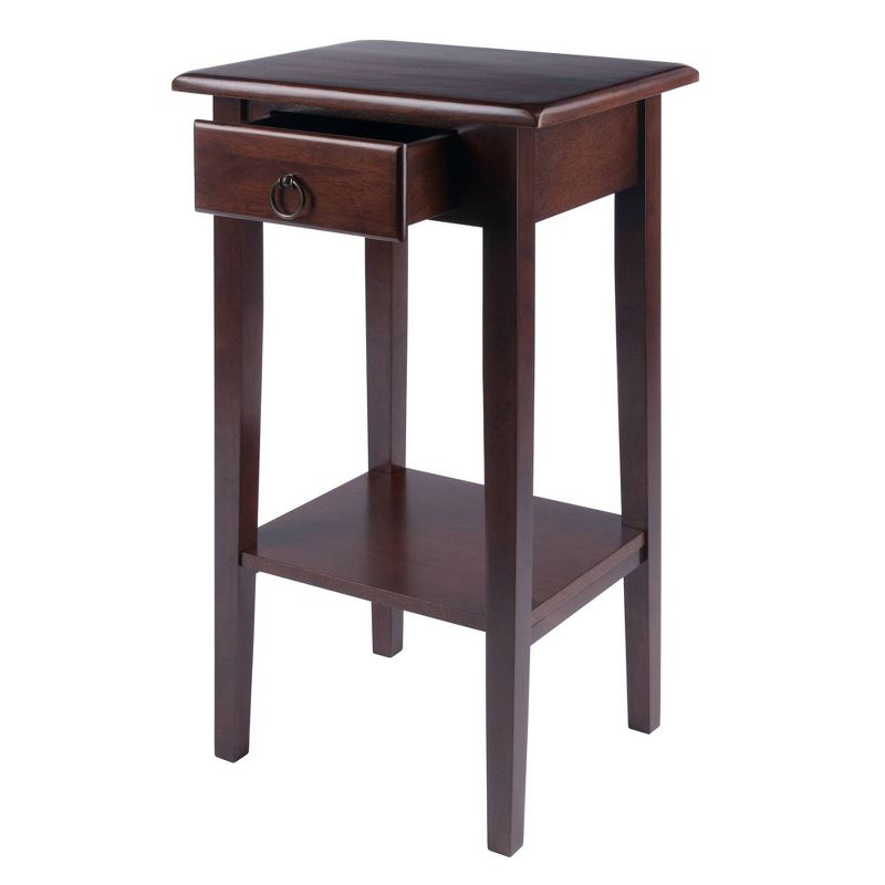 Regalia Accent Table with Drawer, Shelf - Antique Walnut - Winsome: Small Telephone Stand, Occasional Storage