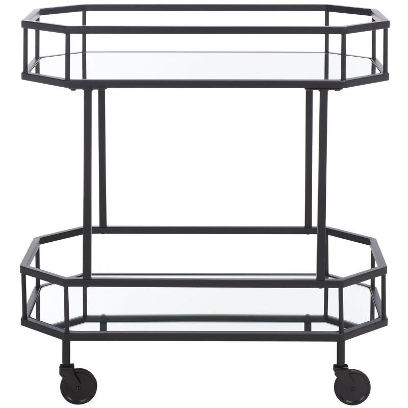 Silva 2 Tier Octagon Bar Cart - BCT8004D - Matte/Black - Safavieh
