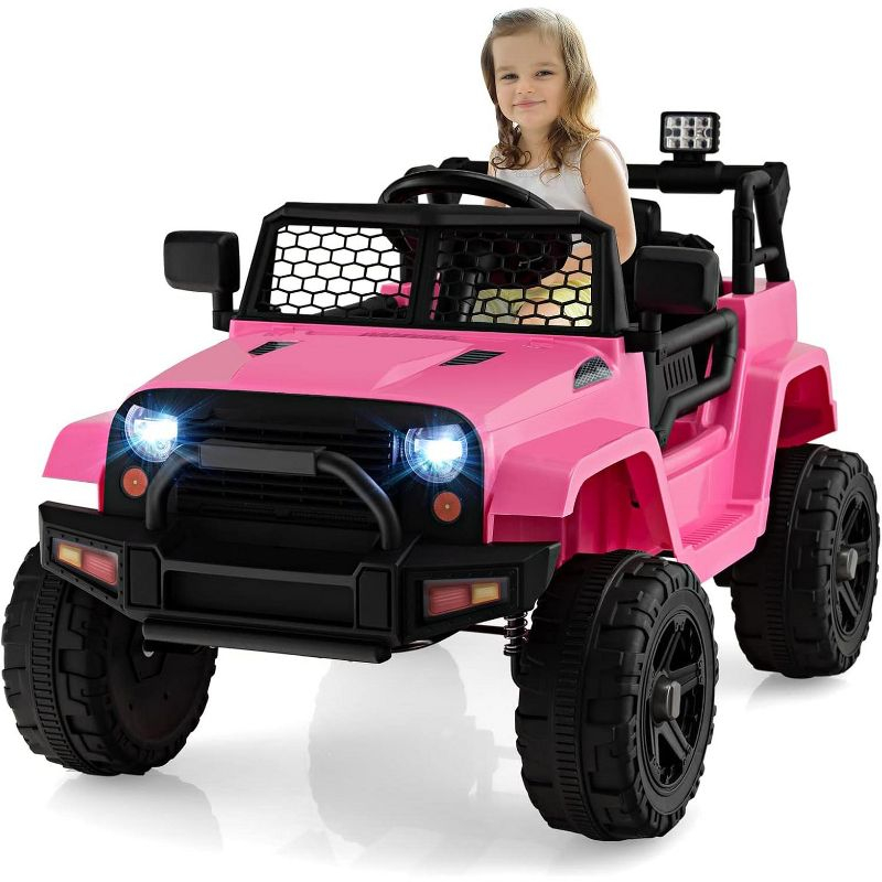 Costway 12V Kids Ride On Car Electric Vehicle Jeep with Parental Remote Music Horn Headlights Slow Start Function Pink