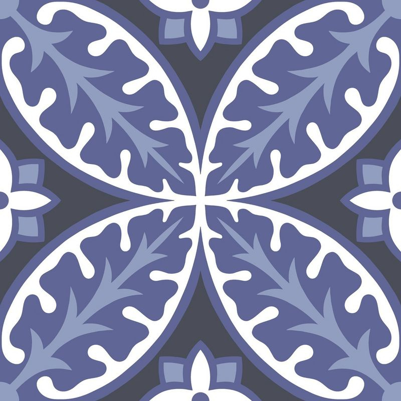 4'x5' FloorPops Set of 20 Capri Peel & Stick Floor Tiles Violet/White/Gray - Brewster: Mosaic Vinyl Flooring, Stain-Resistant