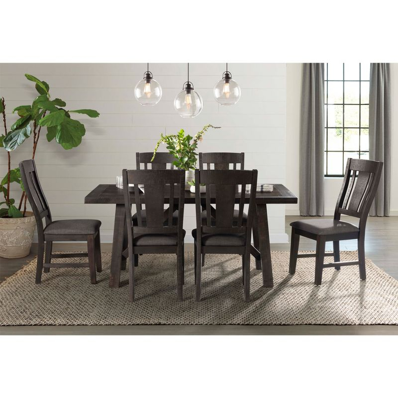 7pc Cash Dining Set Dark Gray - Picket House Furnishings: Rustic Farmhouse Style, Lattice Back Chairs