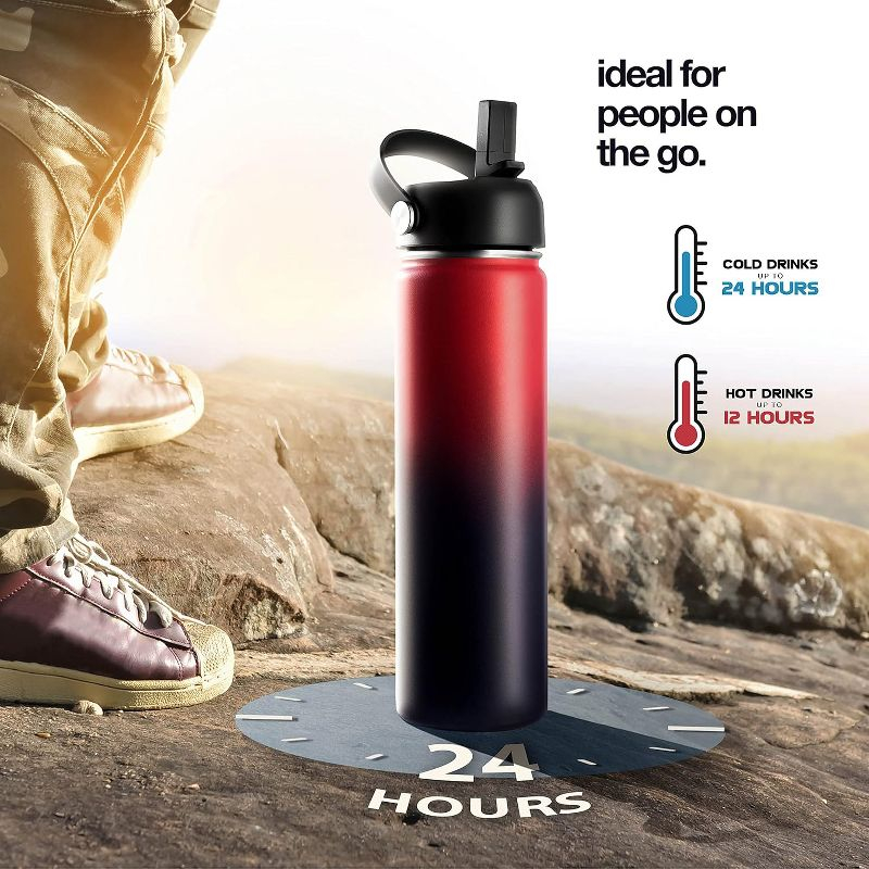 Brewberry Insulated Water Bottle and Travel Mug for Hot and Cold Beverages With Straw