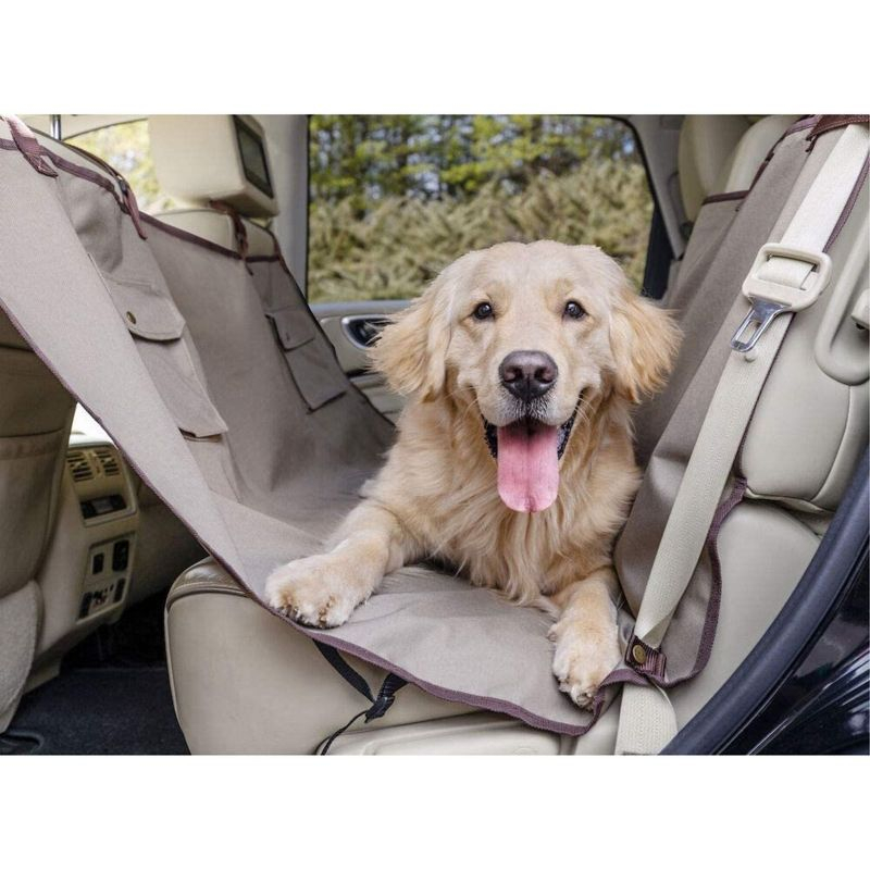 PetSafe Happy Ride Waterproof & Machine Washable Hammock Seat Cover for Pets, Fits Most Vehicles, Tan (57"L x 56"W)