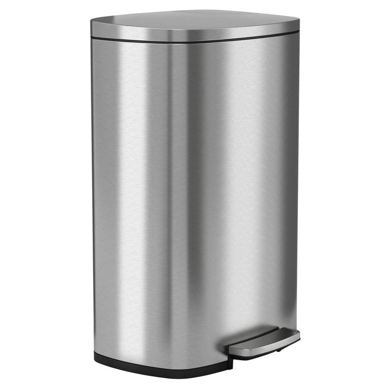 halo quality 13gal Premium SoftStep Stainless Steel Step Trash Can: Kitchen, Nonslip Base, Removable Inner Bucket, Silver