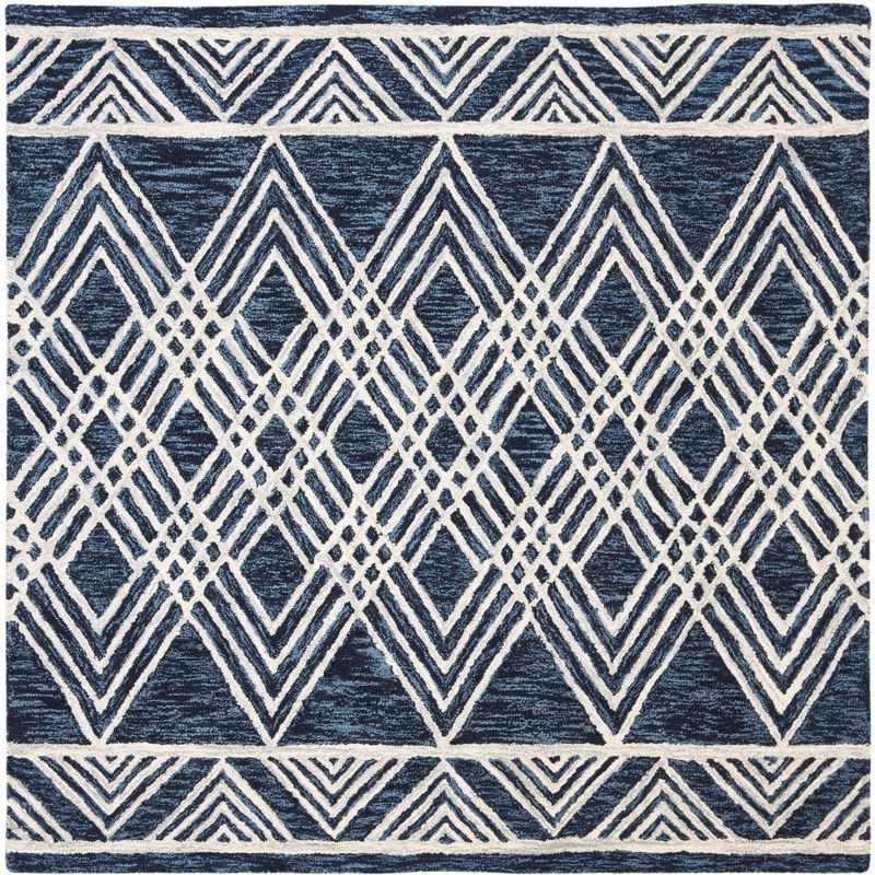 Micro-Loop MLP155 Hand Tufted Area Rug - Navy/Ivory - 5'x5' - Safavieh.