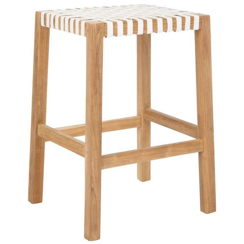 Capri Counter Stool - BST1009 - Natural Teak/White - Safavieh