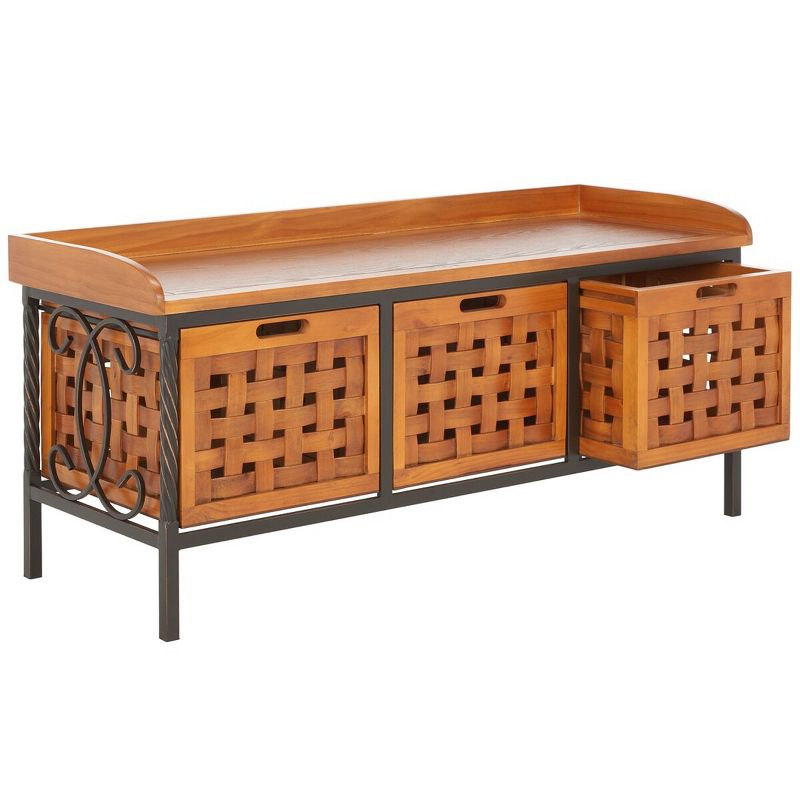 Isaac Storage Bench - Honey Oak - Safavieh