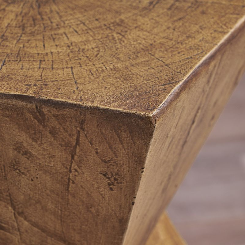 Christopher Knight Home Tess Indoor/Outdoor Geometric Lightweight Concrete Accent Table, Natural Brown