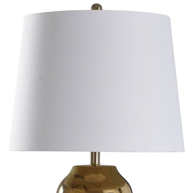 Marloe Gold Ceramic Base Table Lamp - StyleCraft: Metallic Accent, Drum Shade, 3-Way Switch