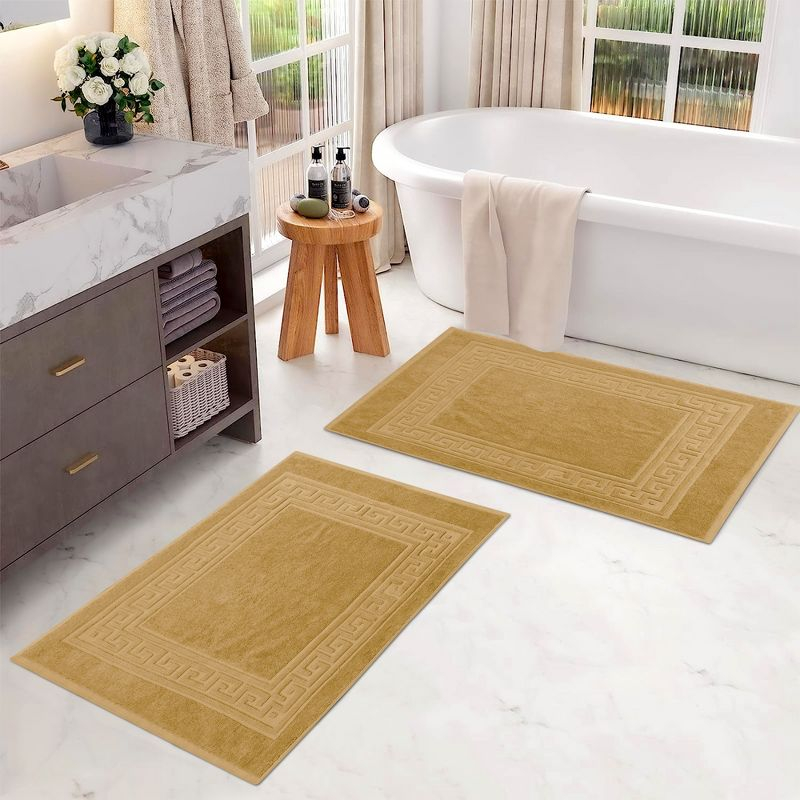 Modern Absorbent Bath Mat (Set of 2), 22" x 35", Toast - Blue Nile Mills