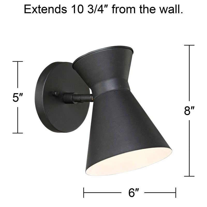 John Timberland Vance Mid Century Modern Wall Light Sconce Black Hardwire 6" Fixture LED Swivel Head for Bedroom Bathroom Vanity Reading Living Room