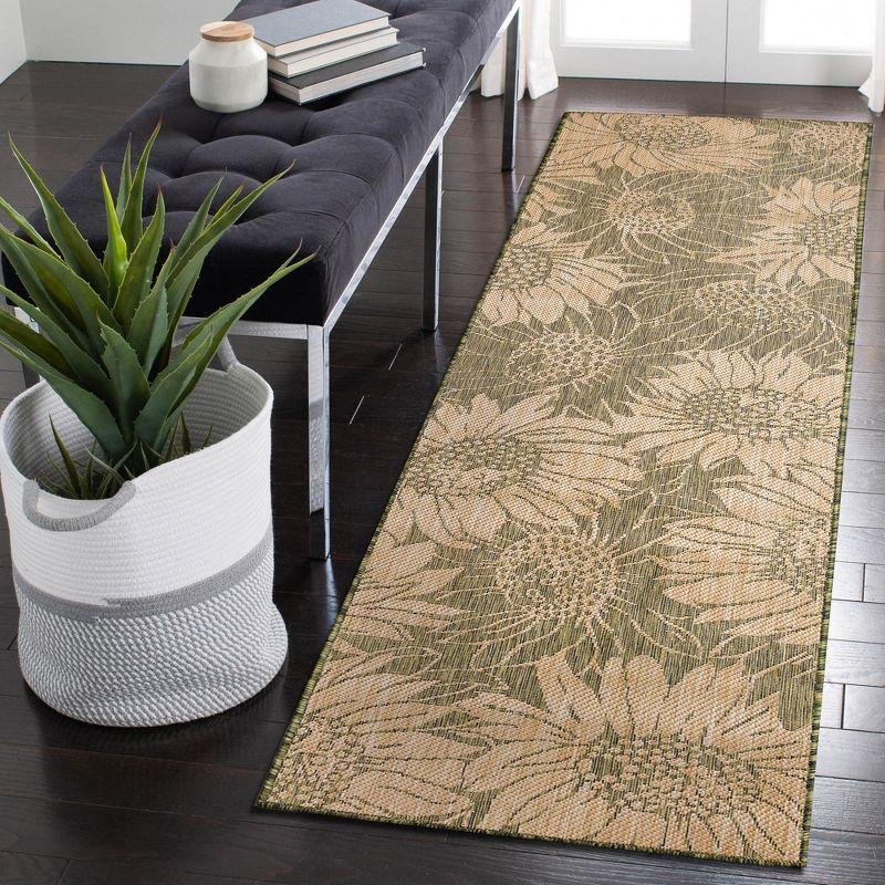 Liora Manne Carmel Sunflower Field Indoor/Outdoor Rug Green 1'11" x 7'6"