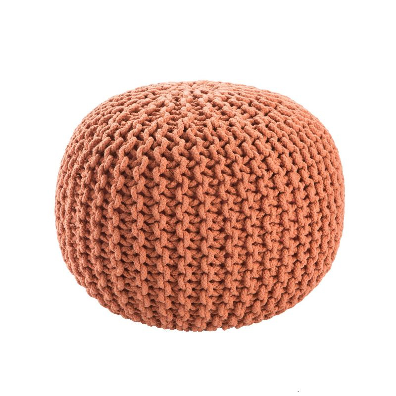 20" Round Modern Knitted Pouf Ottoman Orange - Jaipur Living: Cotton, Foam Filled, No Assembly Required