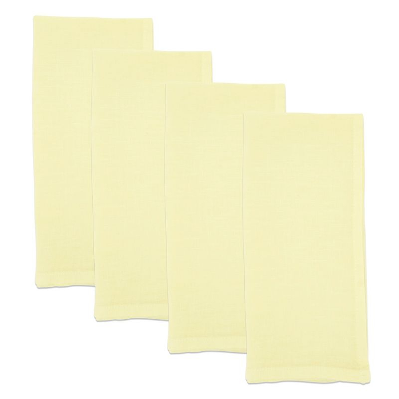 Saro Lifestyle Classic Pure 100% Linen Table Napkin (Set of 4), 20", Yellow