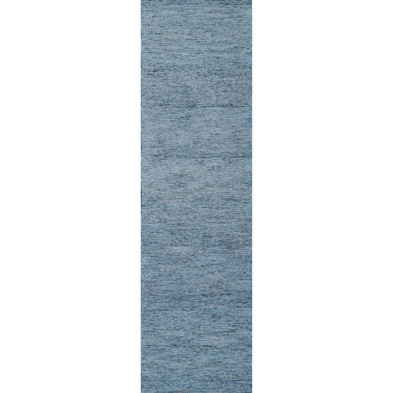 Momeni 2'3"x8' James Solid Handtufted Runner Rug Denim Blue: Wool, Low Pile, Indoor, Handmade, Cotton Backing