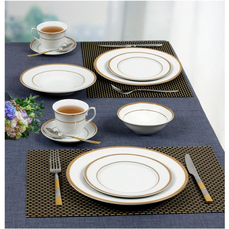 Lorren Home Trends 24 Piece Gold Porcelain Dinnerware Service for 4-Josephine