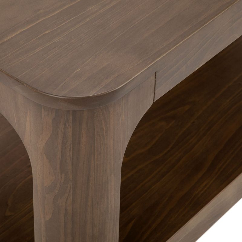 Plank+Beam Solid Wood Forma Coffee Table, 54" Modern Coffee Table with Storage Shelf, Walnut