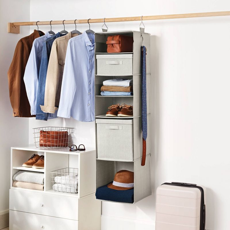 6 Shelf Hanging Fabric Storage Organizer Gray - Brightroom™: Closet Organization, 54" Height, 30 lb Capacity