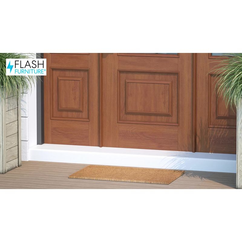 Flash Furniture Harbold 18" x 30" Indoor/Outdoor Solid Natural Coir Doormat with Non-Slip Backing in Natural