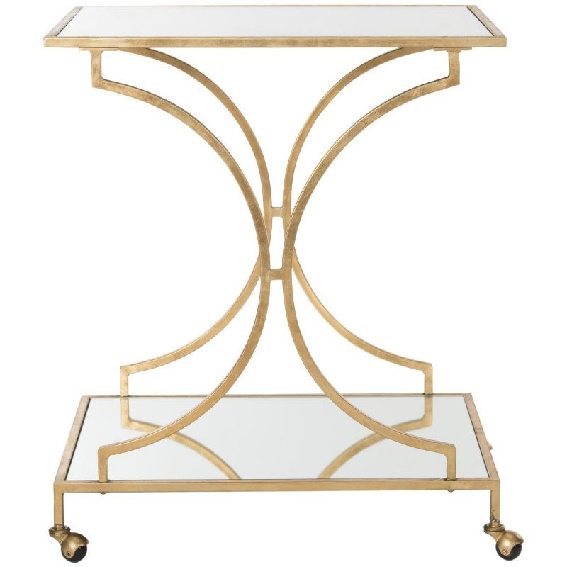 Ignatius Bar Cart - FOX2555B - Gold/Mirror - Safavieh