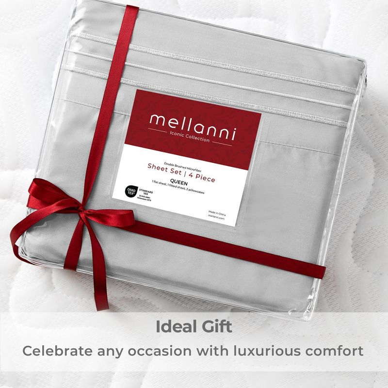 Mellanni Brushed Microfiber Sheet Set, Queen, Light Gray, 4 Piece