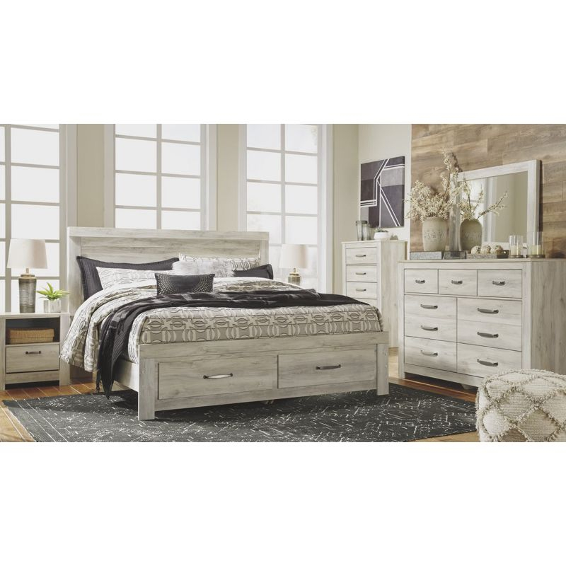 Bellaby 5 Drawer Chest White - Signature Design by Ashley: Farmhouse Style, Brushed Nickel-Tone Handles
