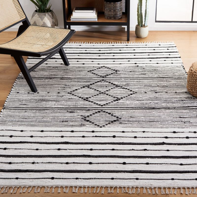 Striped Kilim STK204 Hand Woven Area Rug - Ivory/Black - 3'x5' - Safavieh.