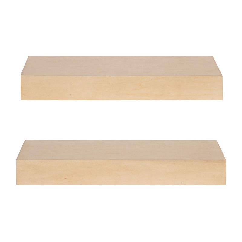 Kate and Laurel Havlock Rectangle MDF Floating Shelf, 2 Piece 18 Inch, Natural