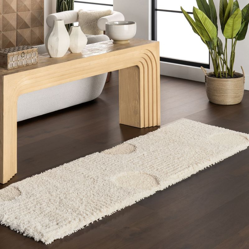 Nuloom Gloria Abstract Shag Area Rug, Runner 2' 6" x 14', Gloria Beige